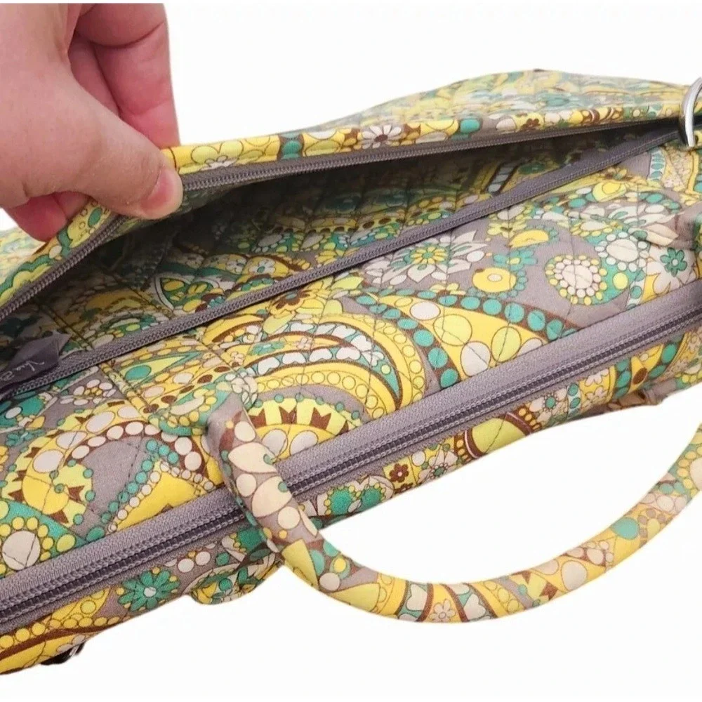 Vera Bradley Laptop Hardshell Quilted Crossbody Bag‎ Yellow Turquoise Paisley
